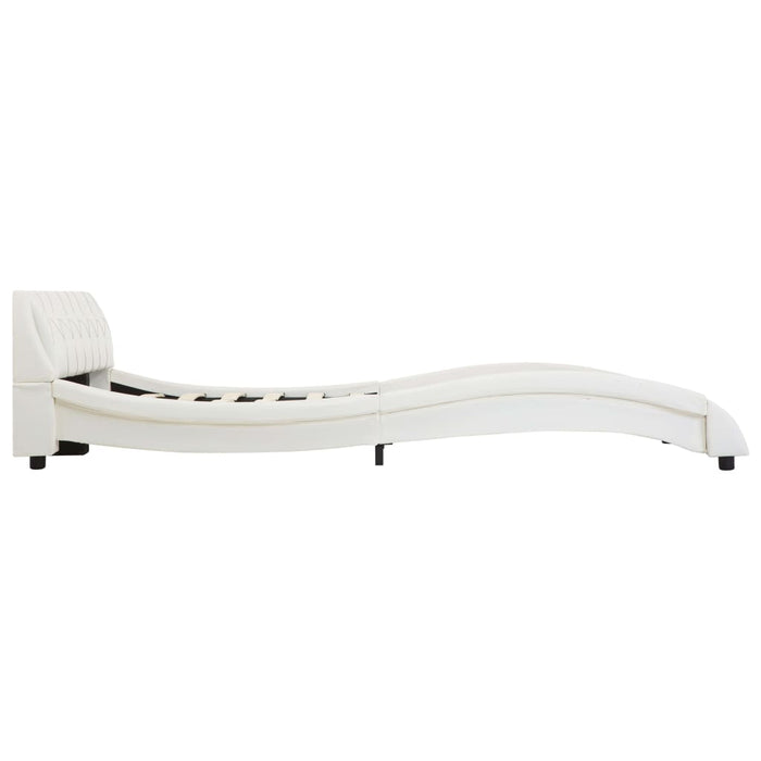 Bettgestell Weiß Kunstleder 140×200 cm