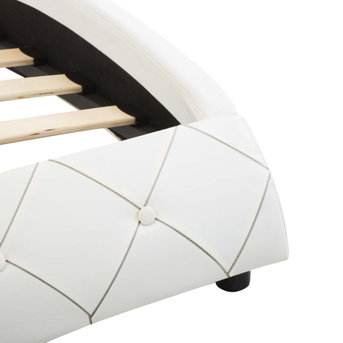 Bettgestell Weiß Kunstleder 140×200 cm