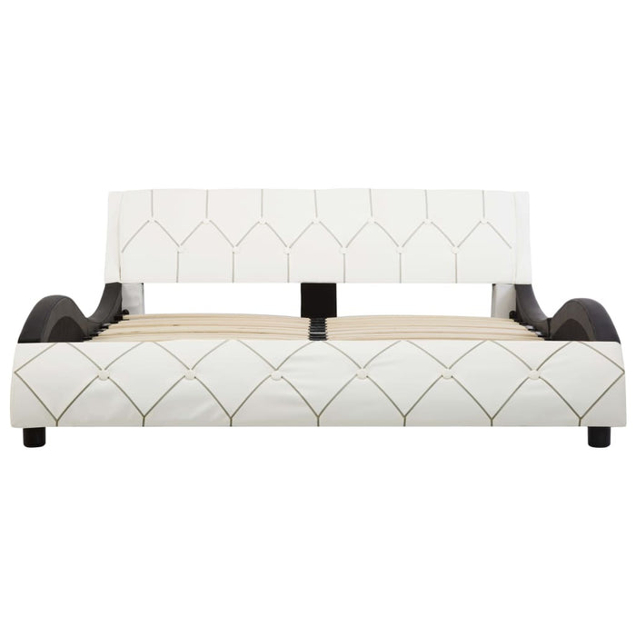 Bettgestell Weiß und Schwarz Kunstleder 120 x 200 cm