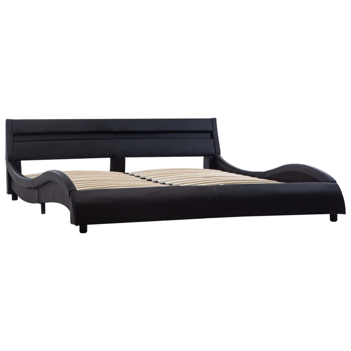 Bettgestell mit LED Schwarz Kunstleder 120x200 cm