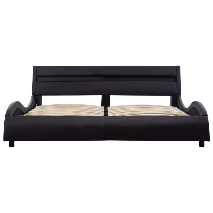 Bettgestell mit LED Schwarz Kunstleder 140×200 cm