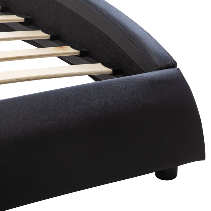 Bettgestell mit LED Schwarz Kunstleder 140×200 cm