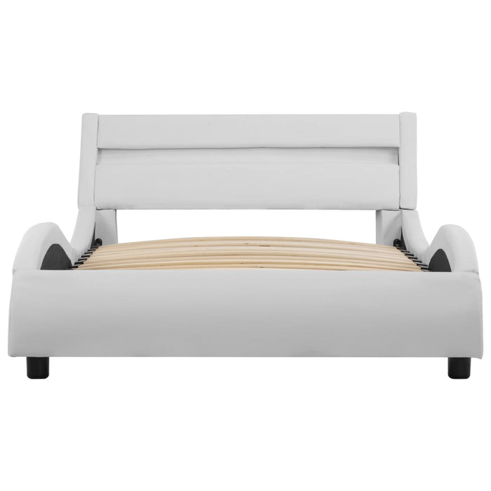 Bettgestell mit LED Weiß Kunstleder 90x200 cm