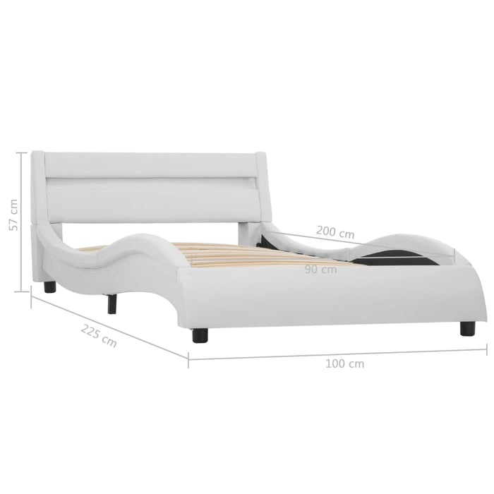 Bettgestell mit LED Weiß Kunstleder 90x200 cm