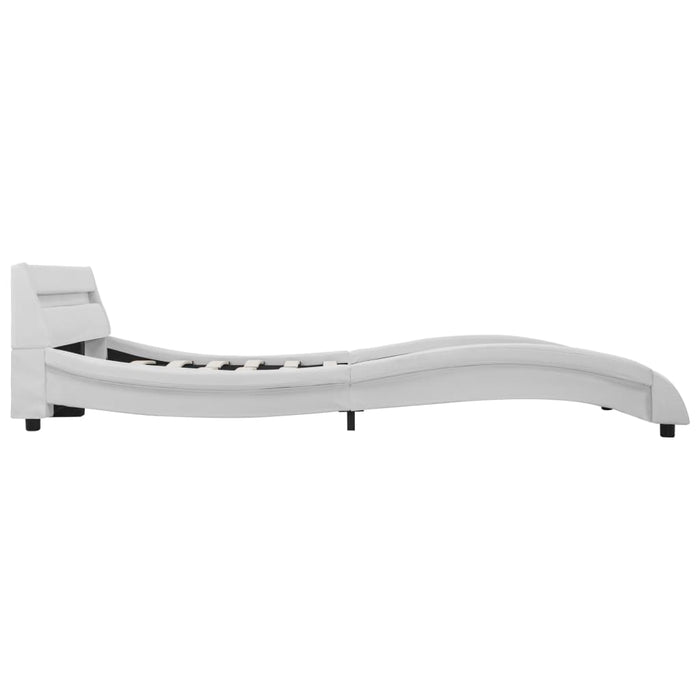 Bettgestell mit LED Weiß Kunstleder 120x200 cm