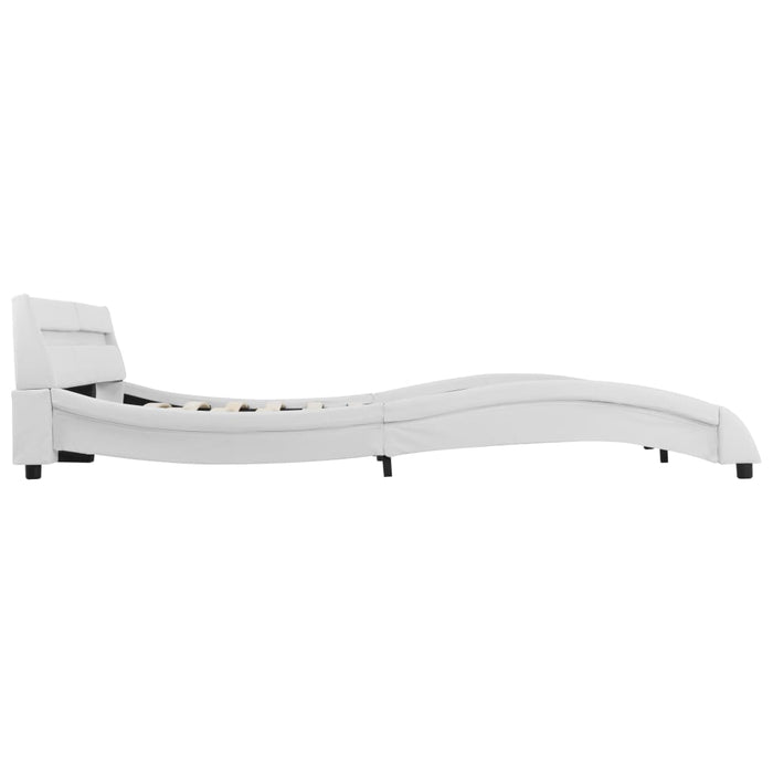 Bettgestell mit LED Weiß Kunstleder 180 x 200 cm