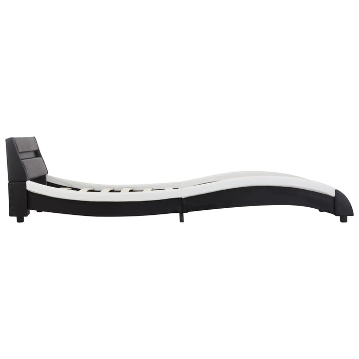 Bettgestell mit LED Schwarz und Weiß Kunstleder 100x200 cm
