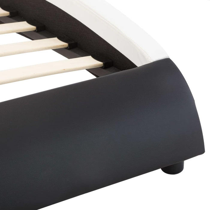 Bettgestell mit LED Schwarz und Weiß Kunstleder 100x200 cm