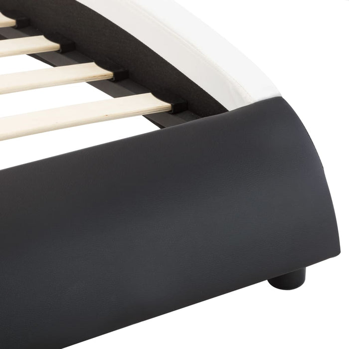 Bettgestell mit LED Schwarz und Weiß Kunstleder 160x200 cm