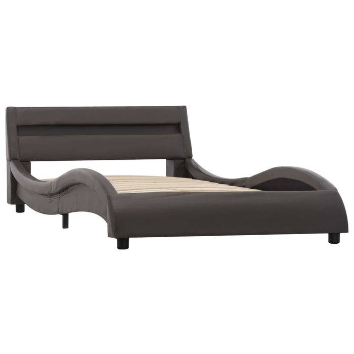 Bettgestell mit LED Grau Kunstleder 100x200 cm