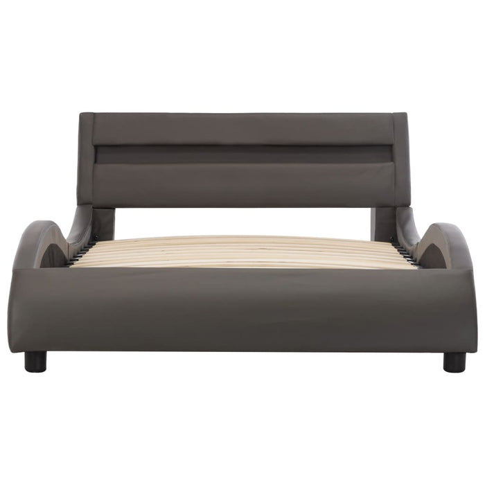 Bettgestell mit LED Grau Kunstleder 100x200 cm