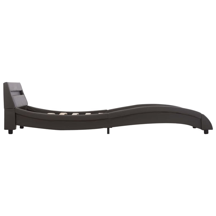 Bettgestell mit LED Grau Kunstleder 100x200 cm