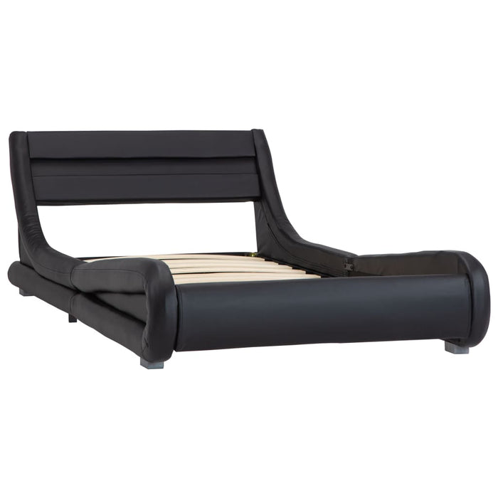 Bettgestell mit LED Schwarz Kunstleder 100x200 cm