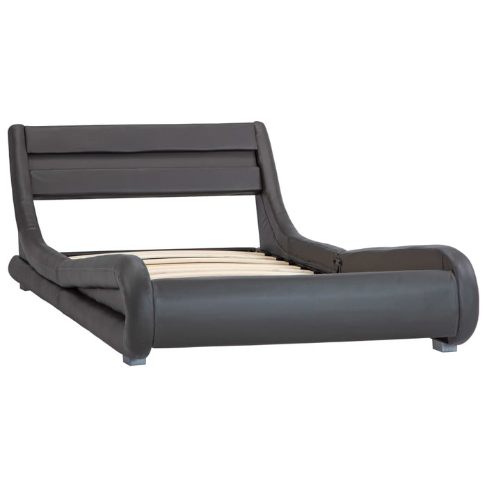 Bettgestell mit LED Grau Kunstleder 90×200 cm
