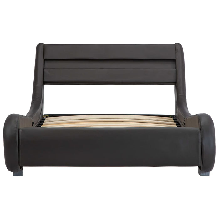 Bettgestell mit LED Grau Kunstleder 90×200 cm