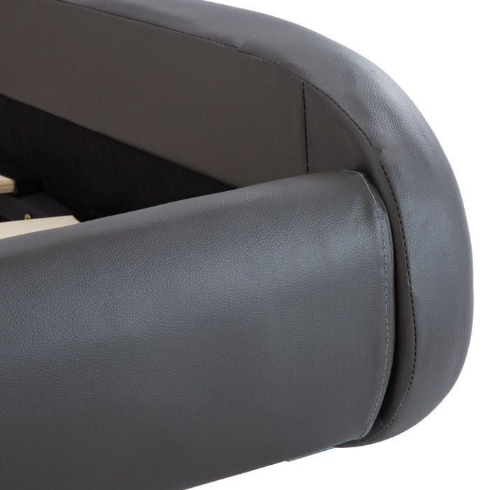 Bettgestell mit LED Grau Kunstleder 90×200 cm