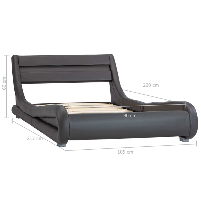 Bettgestell mit LED Grau Kunstleder 90×200 cm