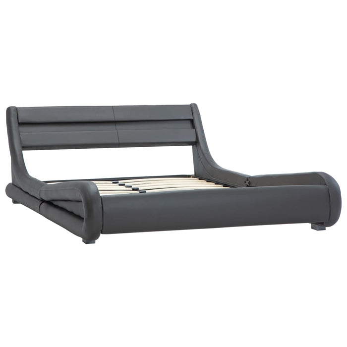 Bettgestell mit LED Grau Kunstleder 160x200 cm