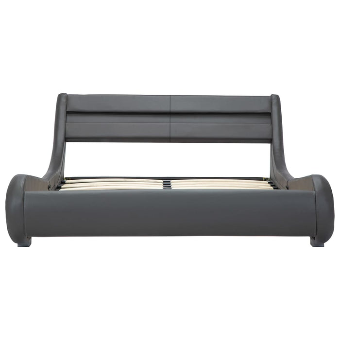 Bettgestell mit LED Grau Kunstleder 160x200 cm