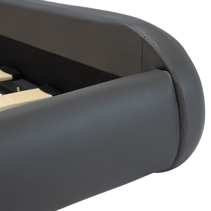 Bettgestell mit LED Grau Kunstleder 160x200 cm