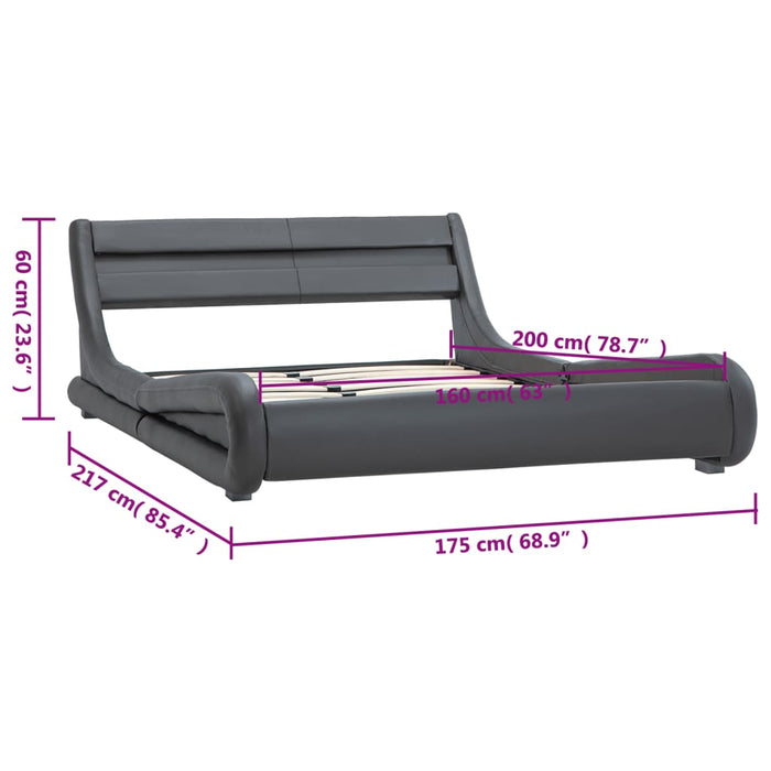 Bettgestell mit LED Grau Kunstleder 160x200 cm