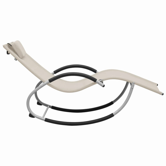 Sonnenliege mit Auflage Creme Textilene