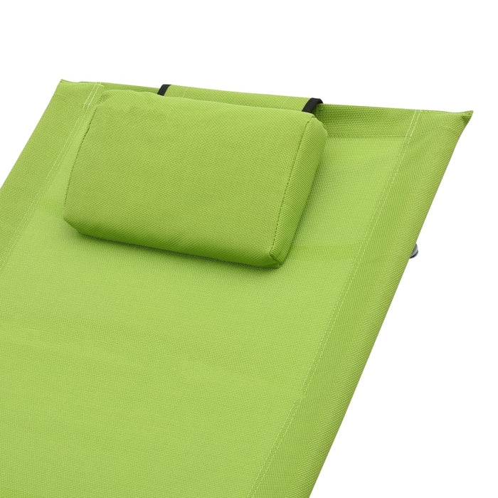 Sonnenliege mit Auflage Grün Textilene