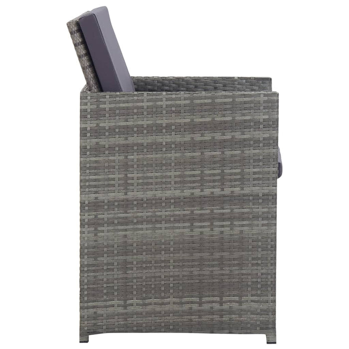 5-tlg. Garten-Essgruppe Poly Rattan Akazie Massivholz Anthrazit