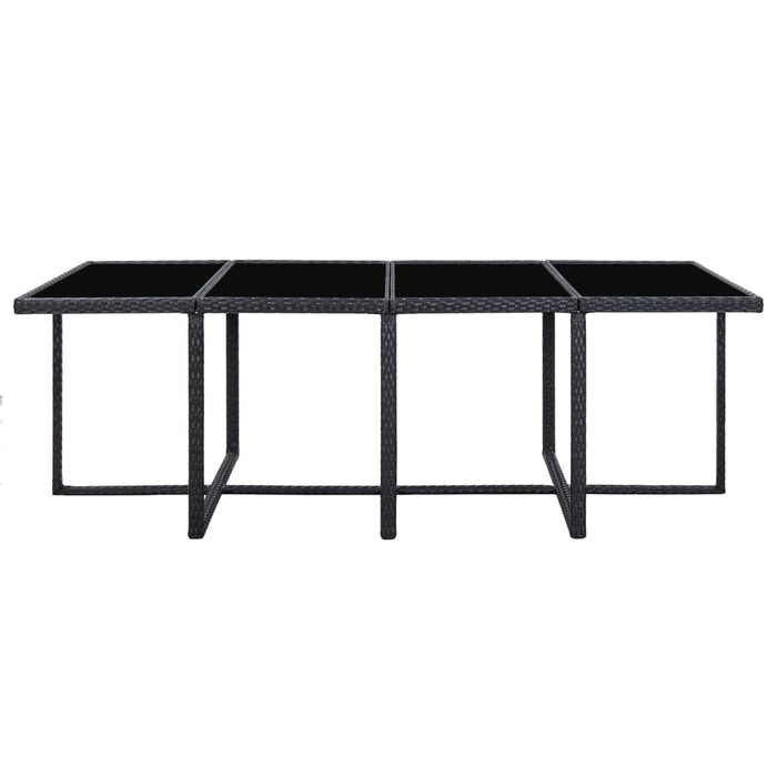 13-tlg. Garten-Essgruppe mit Auflagen Poly Rattan Schwarz