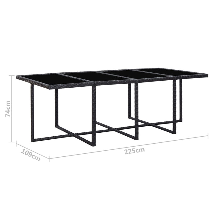 13-tlg. Garten-Essgruppe mit Auflagen Poly Rattan Schwarz