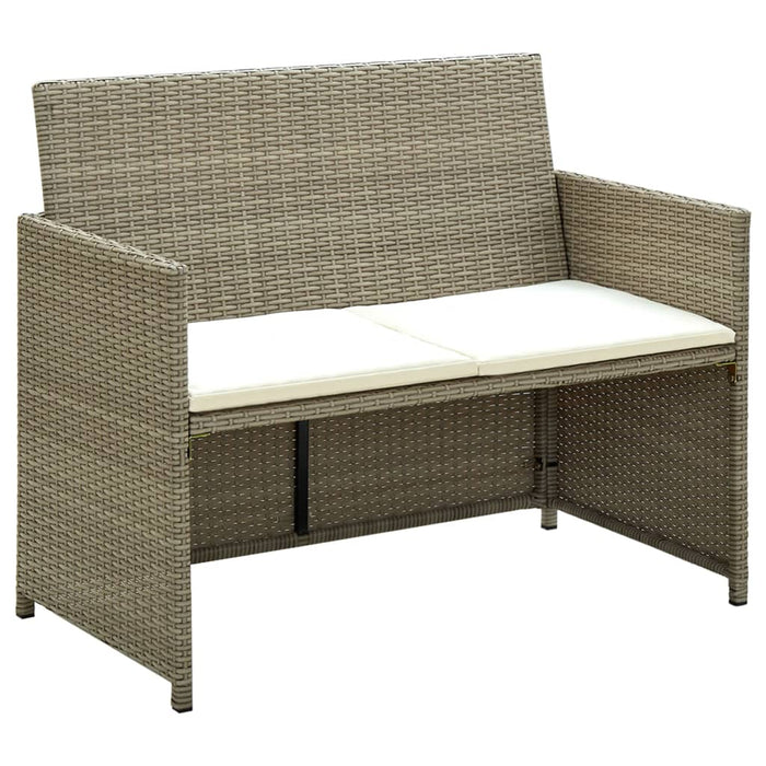 4-tlg. Garten-Lounge-Set mit Auflagen Beige Poly Rattan