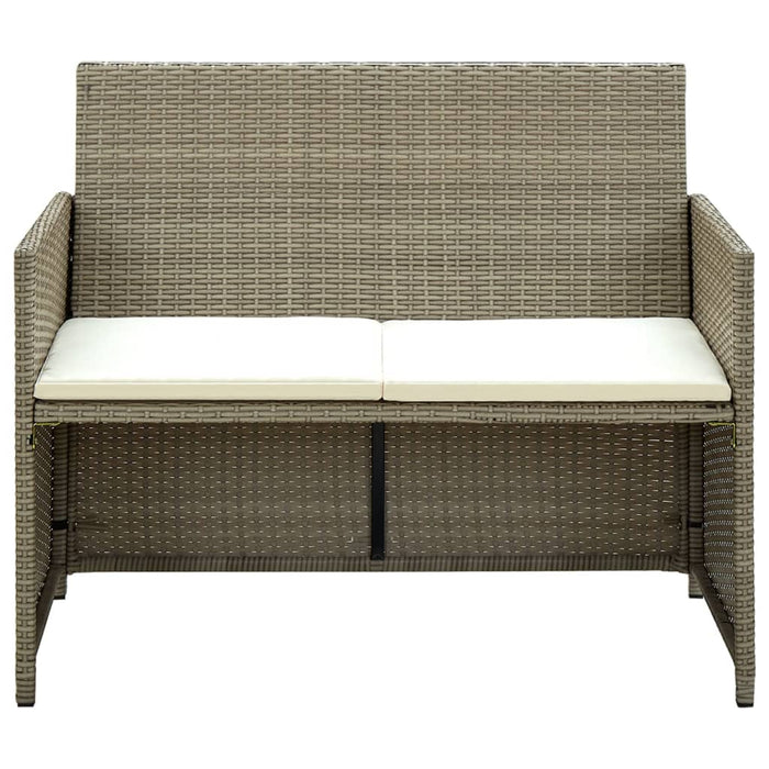 4-tlg. Garten-Lounge-Set mit Auflagen Beige Poly Rattan