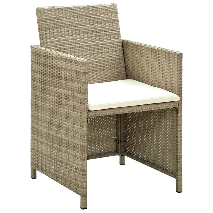 4-tlg. Garten-Lounge-Set mit Auflagen Beige Poly Rattan