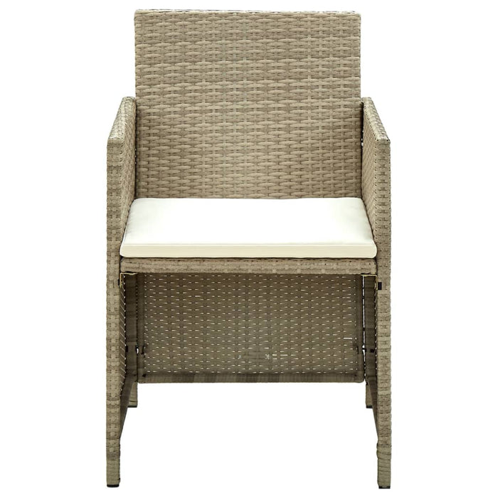 4-tlg. Garten-Lounge-Set mit Auflagen Beige Poly Rattan