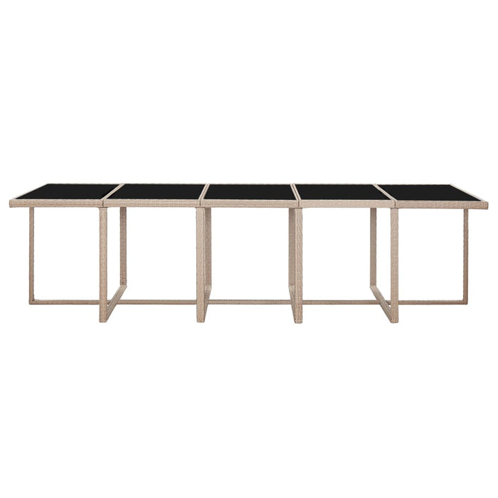 15-tlg. Garten-Essgruppe mit Auflagen Poly Rattan Beige