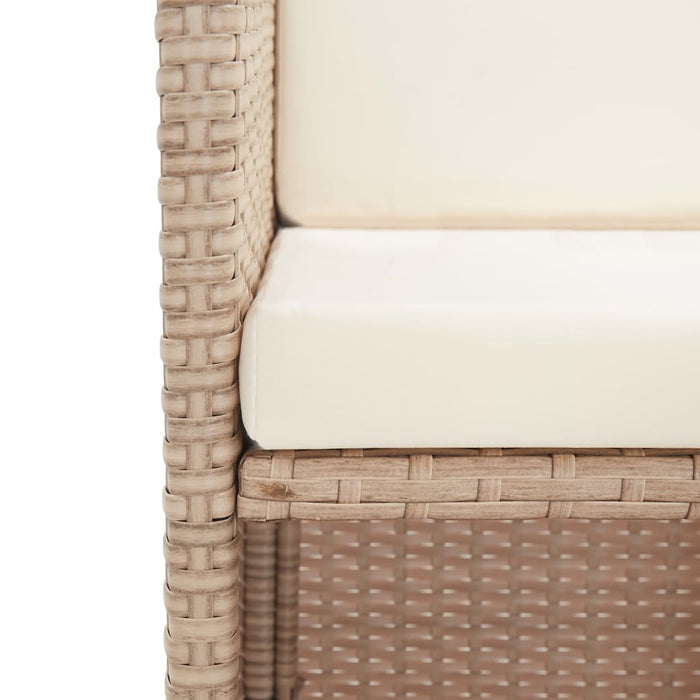 15-tlg. Garten-Essgruppe mit Auflagen Poly Rattan Beige