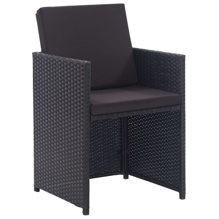 15-tlg. Garten-Essgruppe mit Auflagen Poly Rattan Schwarz