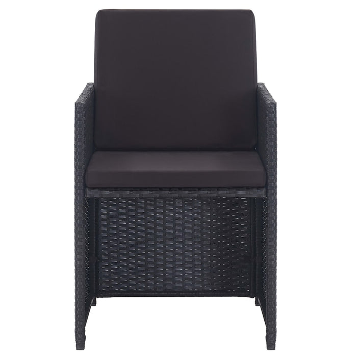 15-tlg. Garten-Essgruppe mit Auflagen Poly Rattan Schwarz