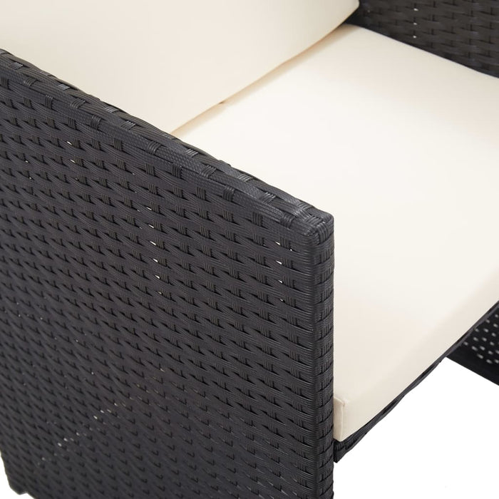 17-tlg. Garten-Essgruppe mit Auflagen Poly Rattan Schwarz