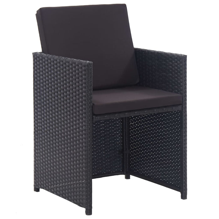 17-tlg. Garten-Essgruppe mit Auflagen Poly Rattan Schwarz