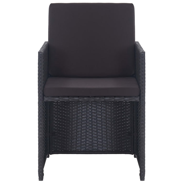 17-tlg. Garten-Essgruppe mit Auflagen Poly Rattan Schwarz