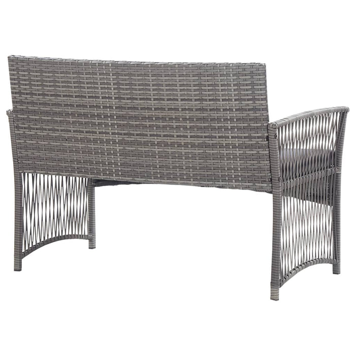 4 pcs. Garden lounge set with cushion poly rattan anthracite