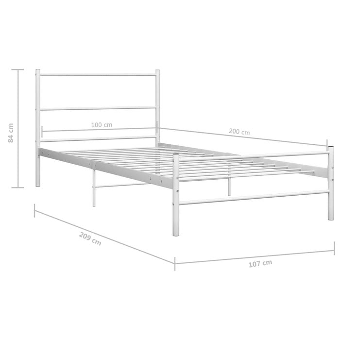 Bed frame white metal 100 × 200 cm