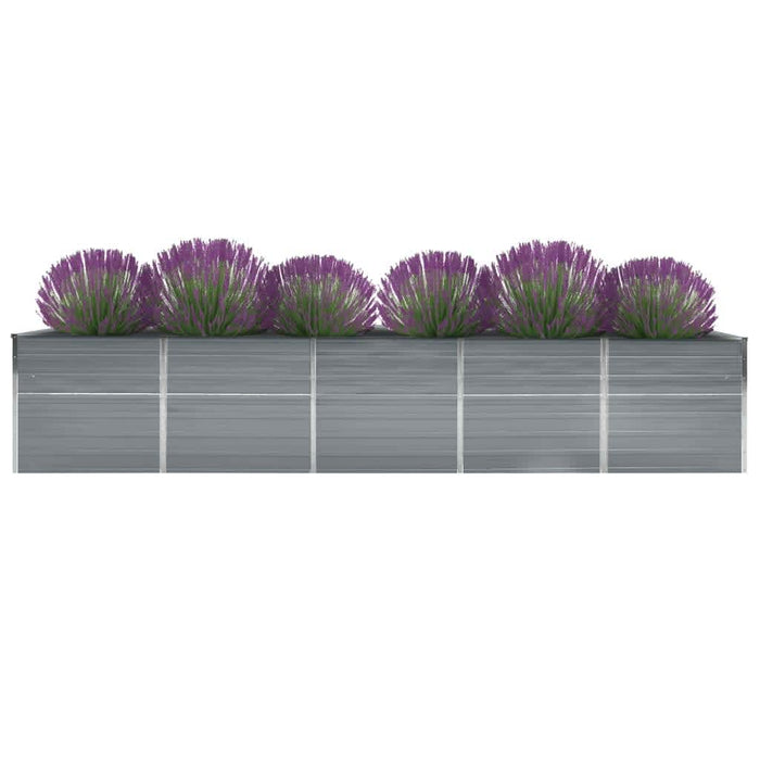 Garten-Hochbeet Verzinkter Stahl 400×80×77 cm Grau