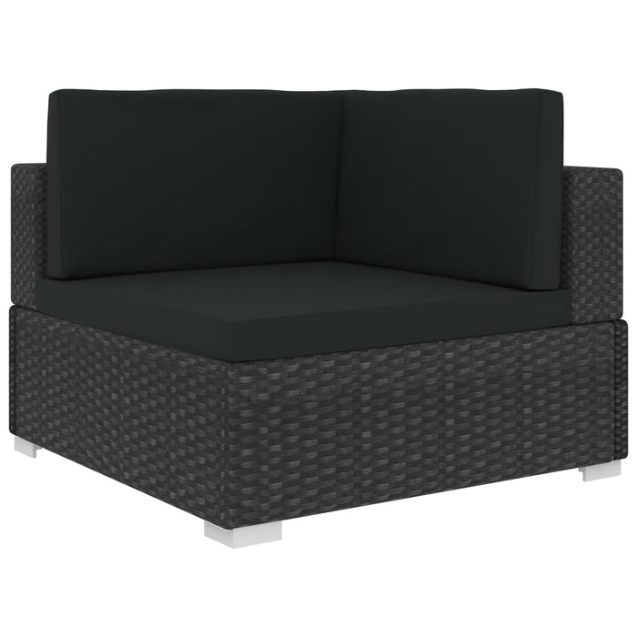 6-tlg. Garten-Lounge-Set Schwarz mit Auflagen Poly Rattan