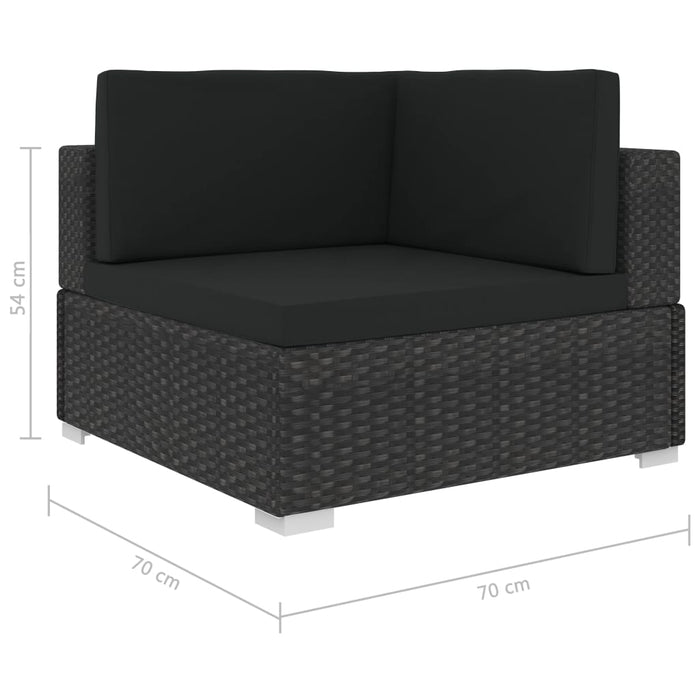 6-tlg. Garten-Lounge-Set Schwarz mit Auflagen Poly Rattan