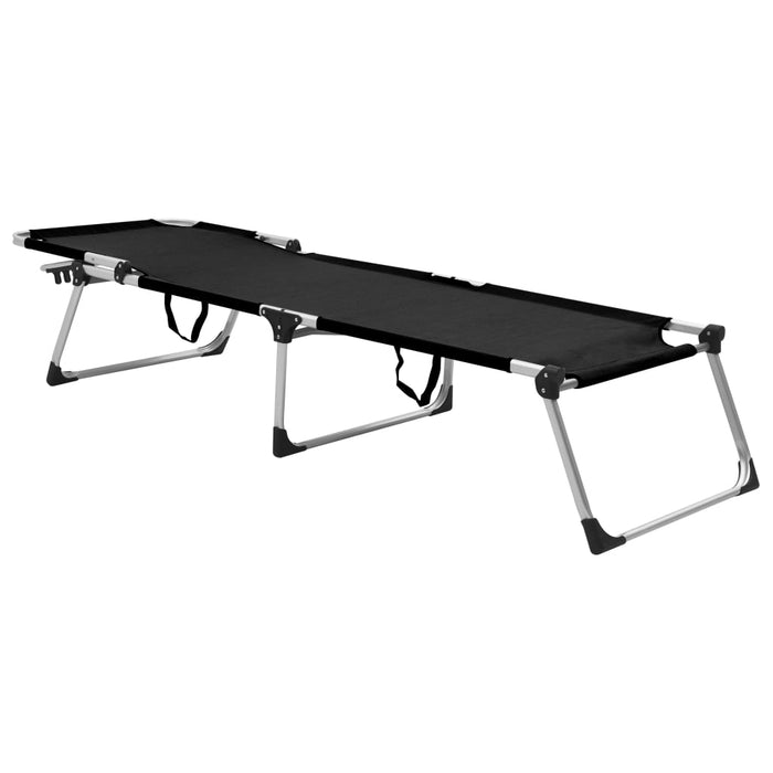 Extra Hohe Klappbare Senioren-Sonnenliege Schwarz Aluminium