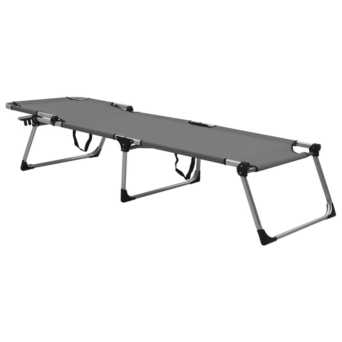 Extra Hohe Klappbare Senioren-Sonnenliege Grau Aluminium