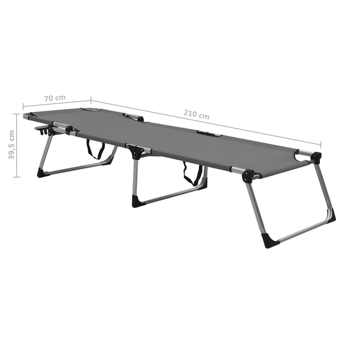 Extra Hohe Klappbare Senioren-Sonnenliege Grau Aluminium