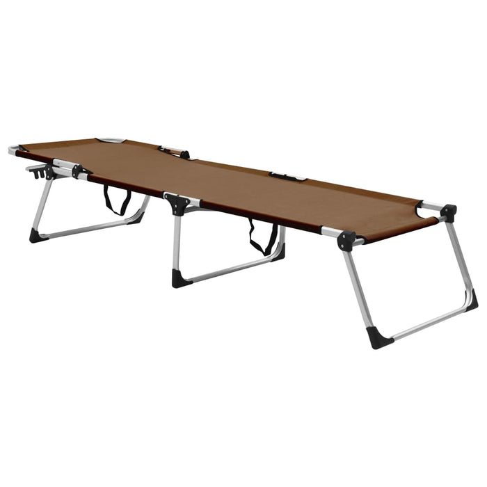 Extra Hohe Klappbare Senioren-Sonnenliege Braun Aluminium